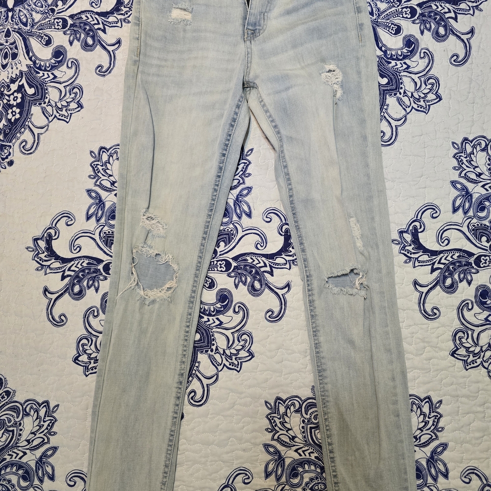 Aeropostale Blue Skinny Jeans Distressed Style